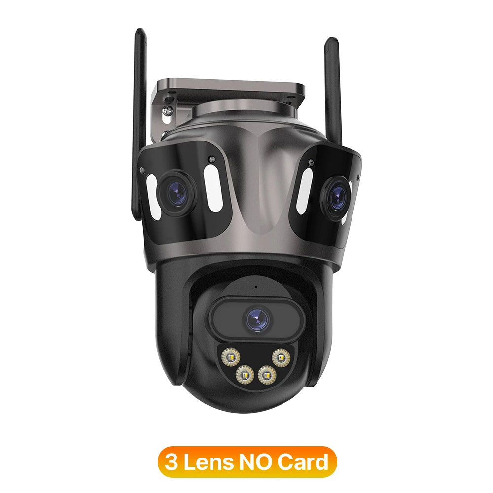 Caméra IP WIFI à trois écrans pour l'extérieur, 4K, double objectif, PTZ, détection humaine Ai, étanche IP66, vidéosurveillance, sécurité, iCsee
