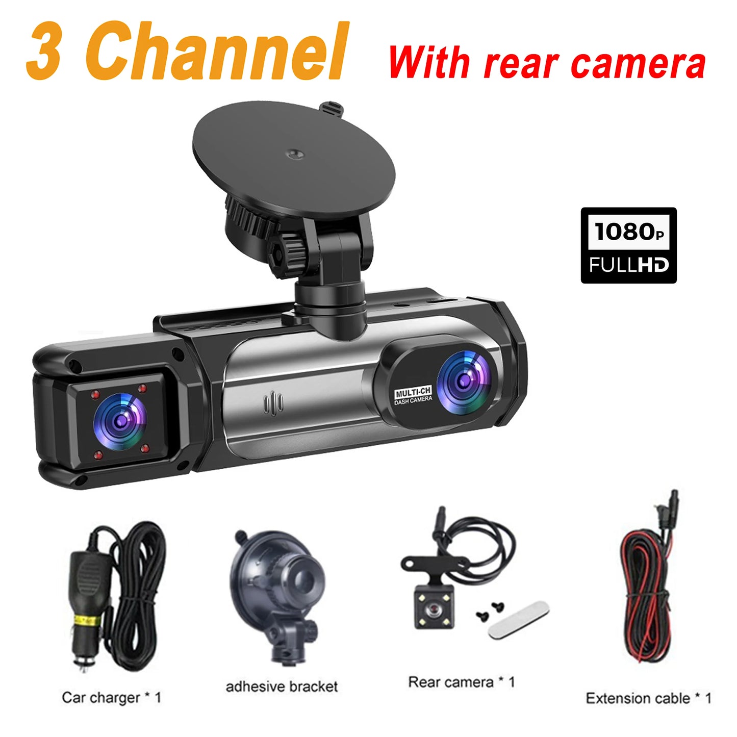 Dashcam 3 Canaux 1080P -