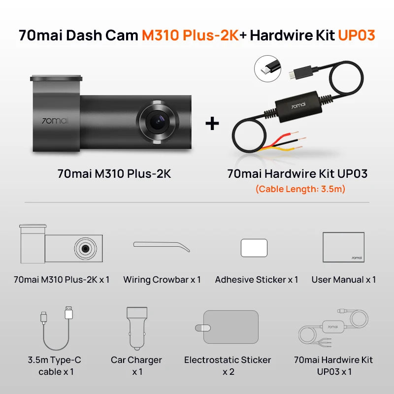 Dashcam 2K 1440P - Commande Vocale Vision Nocturne Parking 24H