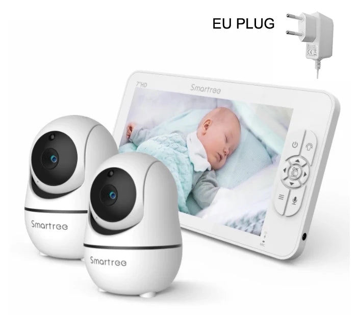 Babyphone Vidéo 7 Pouces 1080P - 2 Caméras Écran Divisé Vision Nocturne
