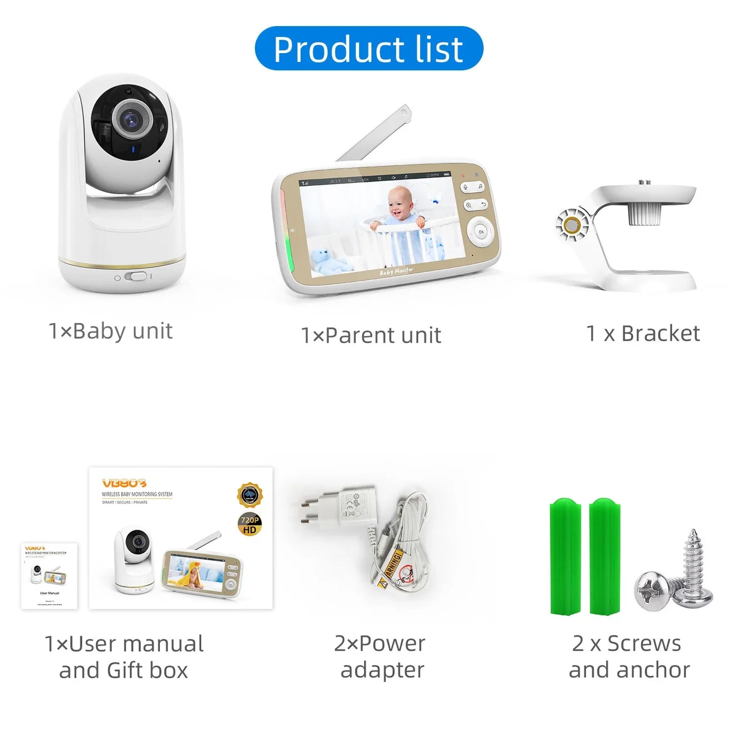 Moniteur Bébé 5" PTZ Zoom 3X WiFi - Double Contrôle App