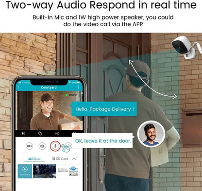 Caméra de sécurité intérieure 4K, audio bidirectionnel, webcam WiFi 2.4G, maison intelligente, surveillance vidéo 8MP, détection de mouvement, vision nocturne IR