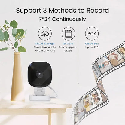 Caméra de sécurité intérieure 4K, audio bidirectionnel, webcam WiFi 2.4G, maison intelligente, surveillance vidéo 8MP, détection de mouvement, vision nocturne IR