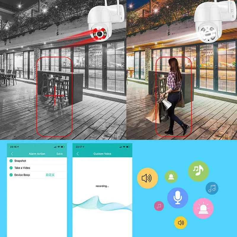 Caméra Extérieure PTZ WiFi iCsee 8MP 4K - IA Suivi Auto, Vision Nocturne Couleur, H.265, IP66