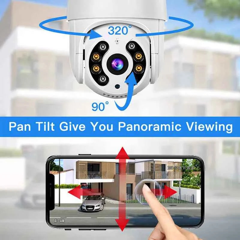 Caméra Extérieure PTZ WiFi iCsee 8MP 4K - IA Suivi Auto, Vision Nocturne Couleur, H.265, IP66