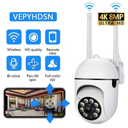 Caméra Extérieure PTZ WiFi 8MP - Zoom 4X, Vision Nocturne Couleur, Audio Bidirectionnel, IP66