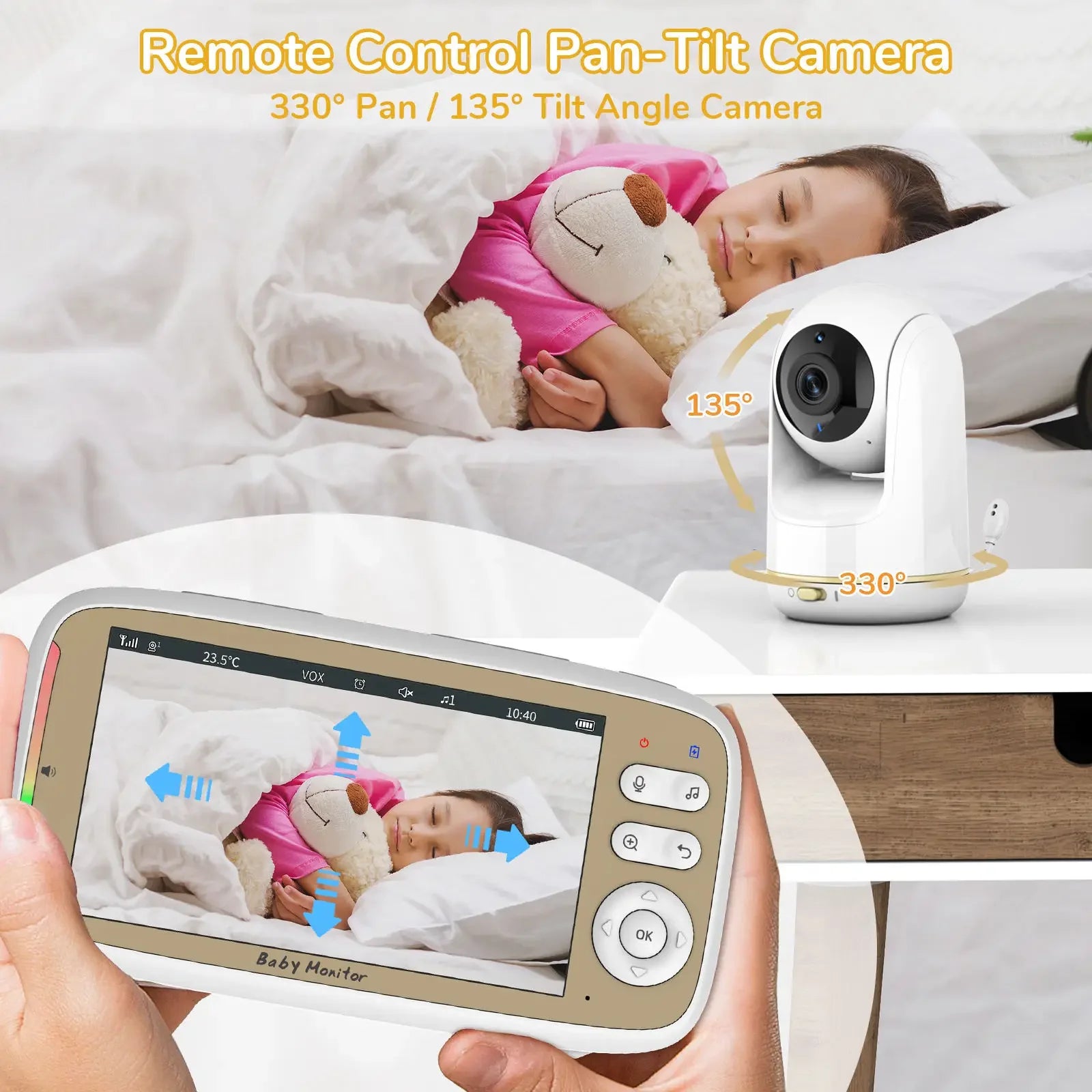 Caméra bébé PTZ zoom 3X télécommande