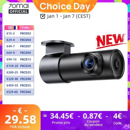 70mai M310 Plus dashcam 2K commande vocale angle 143 FOV
