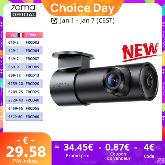 70mai M310 Plus dashcam 2K commande vocale angle 143 FOV
