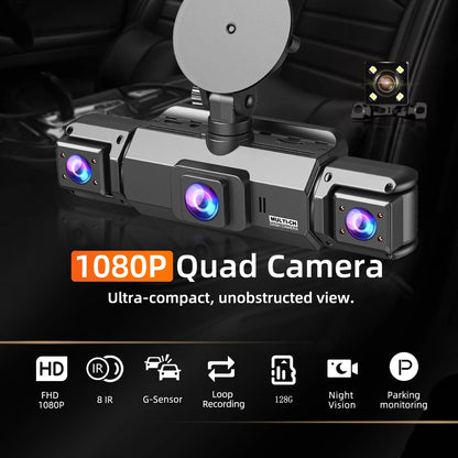 Dashcam 4 Canaux WiFi 1080P - Kit Câblage
