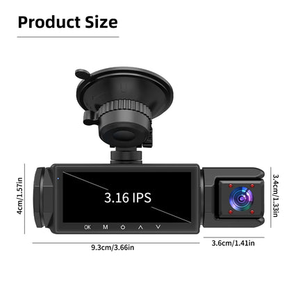 Dashcam 3 Canaux 1080P - Avant/Arrière/Intérieur
