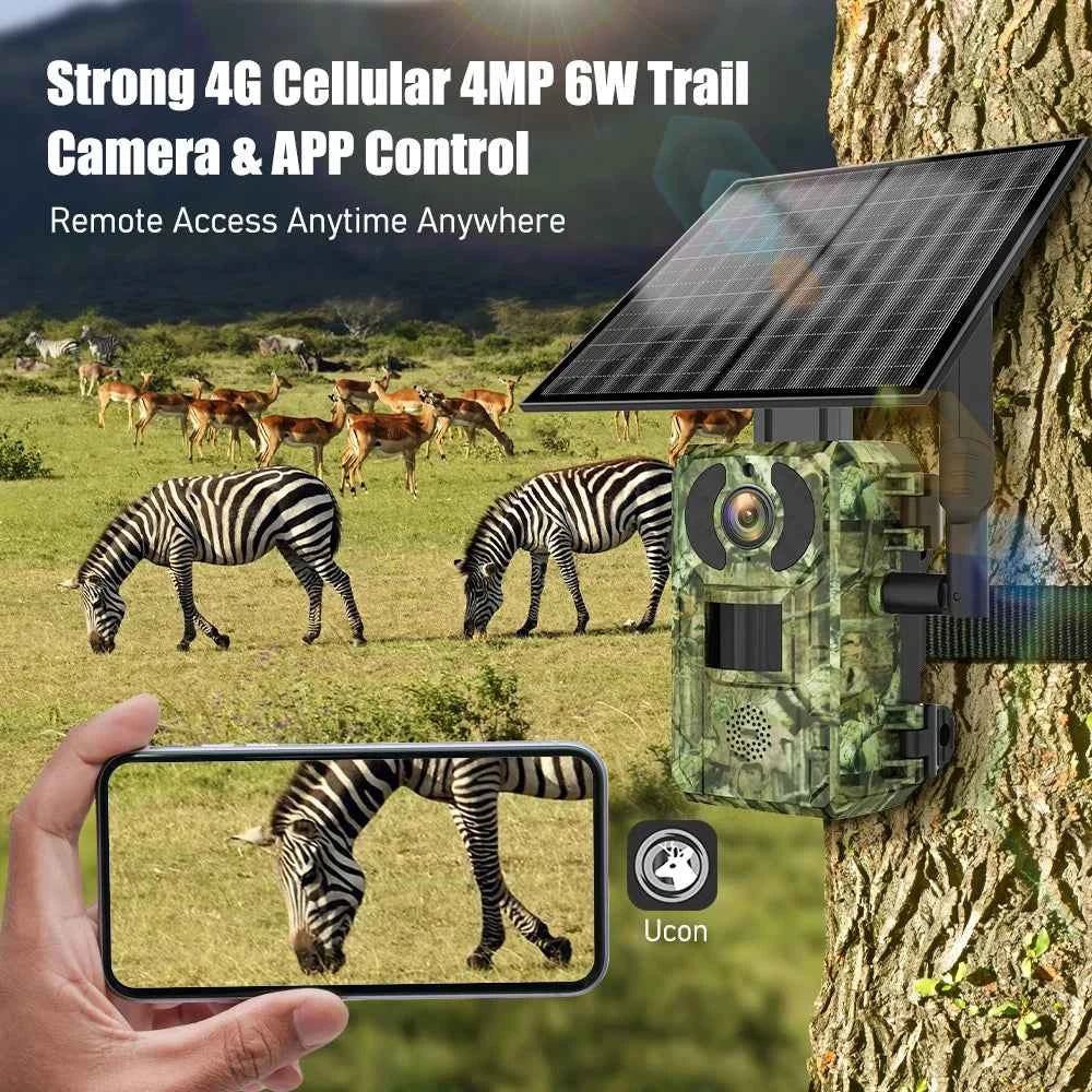 Caméra de Chasse 4G Solaire REHENT 4MP 2K - PIR, Vision Nocturne Invisible, IP66, Batterie 7800mAh