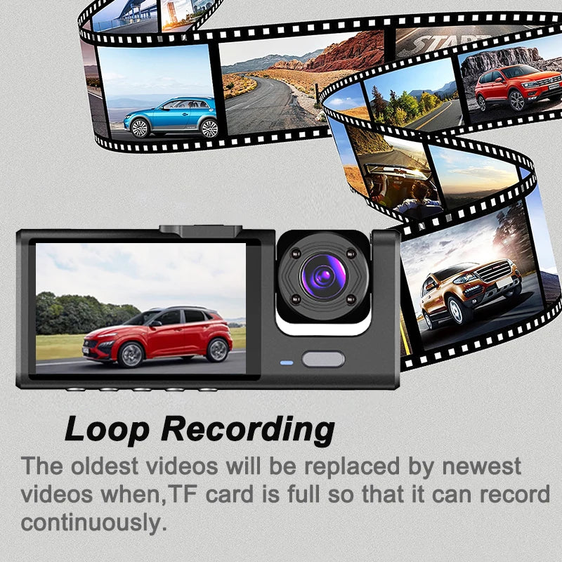 Dashcam 1080P configuration flexible 2 ou 3 caméras
