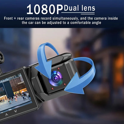 Dashcam 3 Canaux 1080P - Avant/Arrière/Intérieur