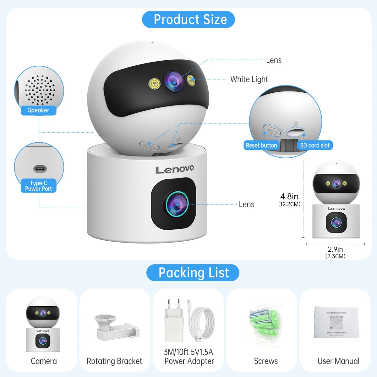 Lenovo-Caméra de surveillance IP sans fil, moniteur de sécurité pour bébé, suivi automatique, caméra de vidéosurveillance intelligente, WiFi 5G, 4K, objectif touriste, maison