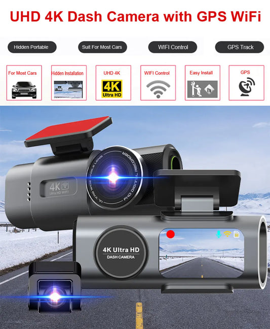 Infographie dashcam 4K UHD WiFi GPS vision nocturne parking
