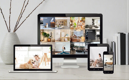 AMOROM 2K caméra intérieure 5/2.4G Wi-Fi maison Vision nocturne caméra de sécurité caméra rotative à 360 degrés AI détection de mouvement caméra IP