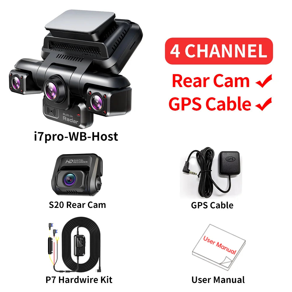 Contenu pack dashcam i7Pro GPS câbles supports module GPS
