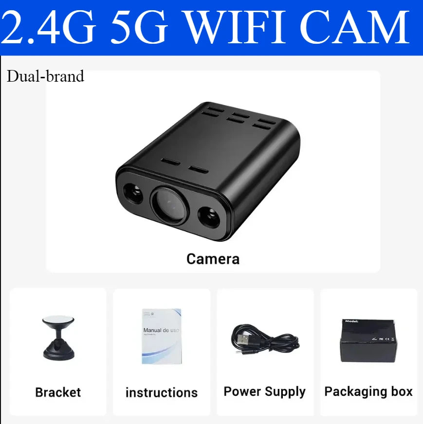 Mini caméra de sécurité intérieure 5MP, Vision nocturne, autonomie de la batterie 4H, alertes de détection de mouvement, stockage SD/Cloud, contrôle par application pour téléphone, caméra pour bébé