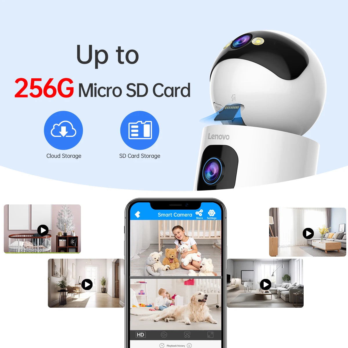 Lenovo-Caméra de surveillance IP sans fil, moniteur de sécurité pour bébé, suivi automatique, caméra de vidéosurveillance intelligente, WiFi 5G, 4K, objectif touriste, maison