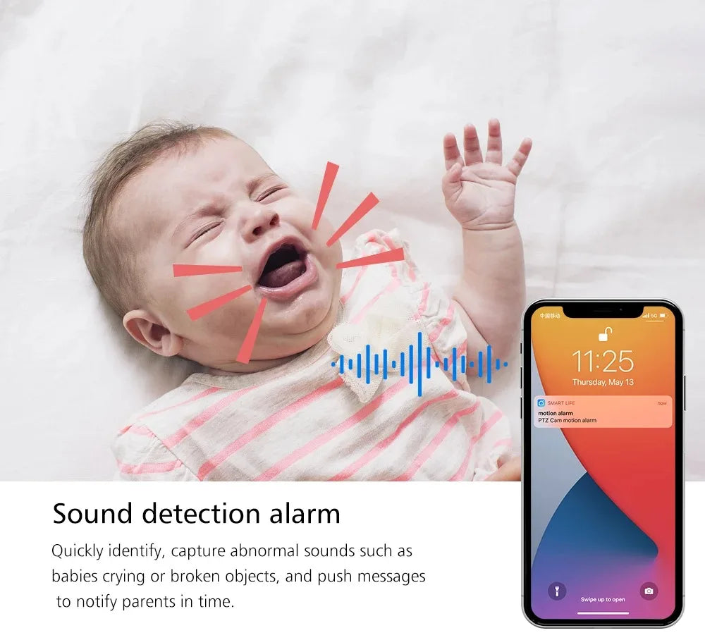 Caméra de sécurité intérieure ANSVICAM Tuya 6MP HD 5G WiFi avec zoom 6x, moniteur pour bébé, vision nocturne, détection automatique de mouvement, audio bidirectionnel