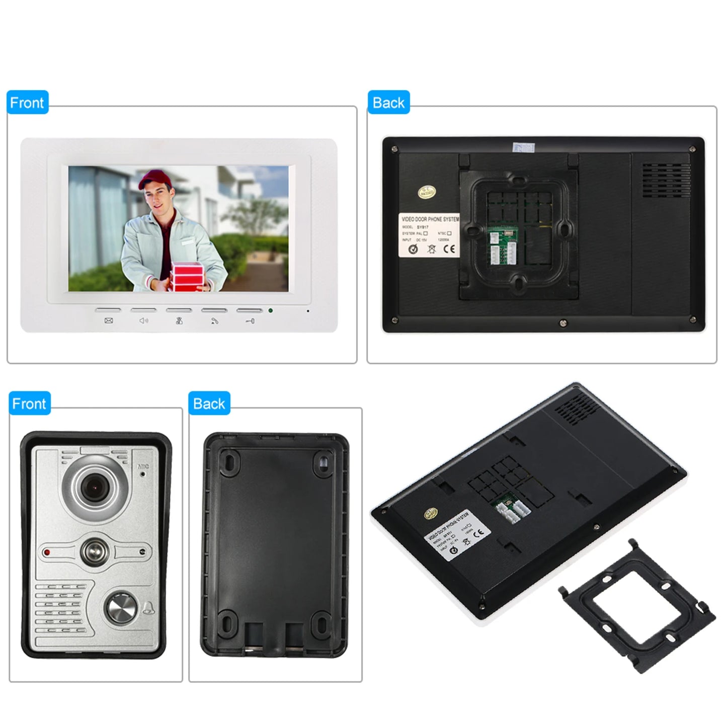 Caméra extérieure IR-CUT, sonnette vidéo filaire de 7 pouces, moniteur intérieur, interphone visuel, Audio bidirectionnel, déverrouillage à distance, visiophone