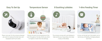 Moniteur Bébé 7" 1080P - 2 Caméras Écran Divisé