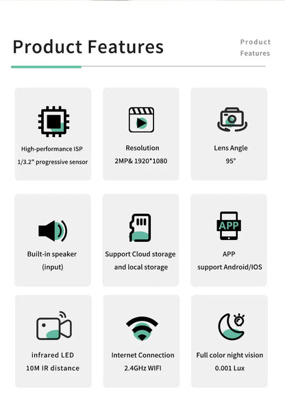 Caméra de sécurité intérieure 4K, audio bidirectionnel, webcam WiFi 2.4G, maison intelligente, surveillance vidéo 8MP, détection de mouvement, vision nocturne IR