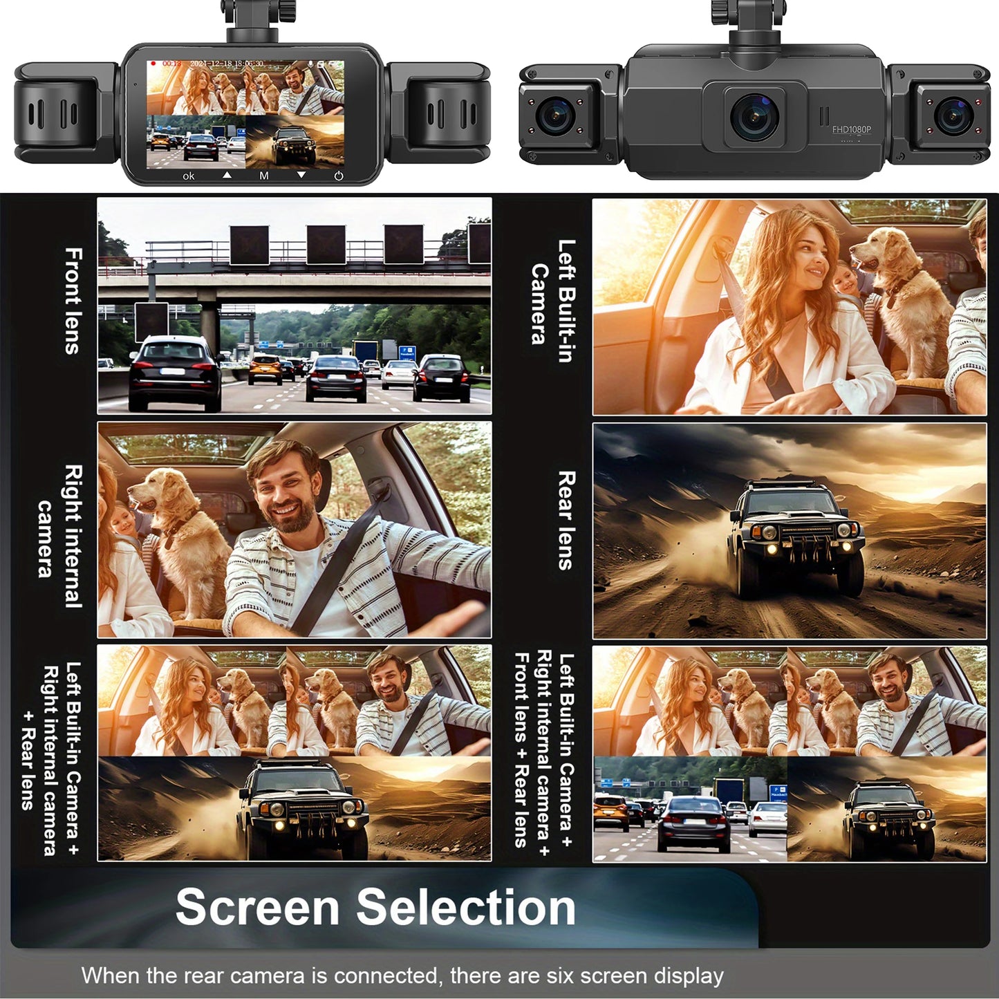 Dashcam 4 Canaux WiFi 1080P - Kit Câblage