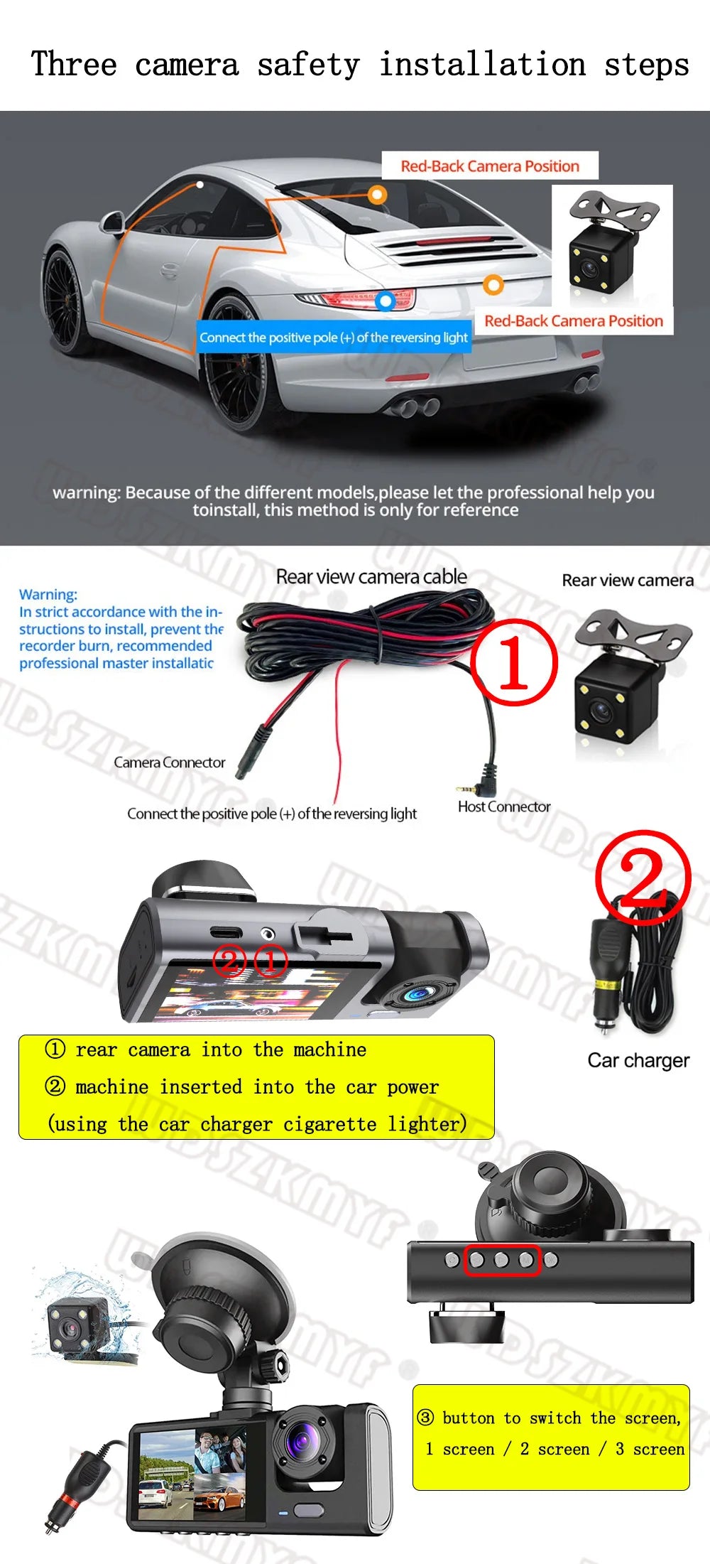 Dashcam 1080P 2/3 Canaux - Vision Nocturne