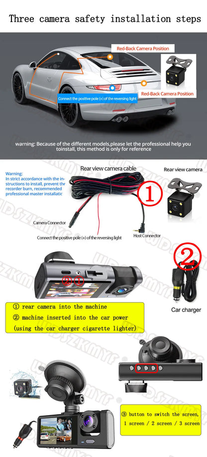Dashcam 1080P 2/3 Canaux - Vision Nocturne