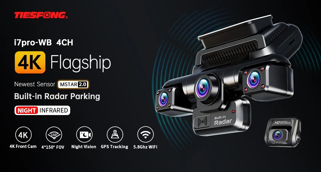 Dashcam i7Pro 4K GPS - 4 Canaux WiFi