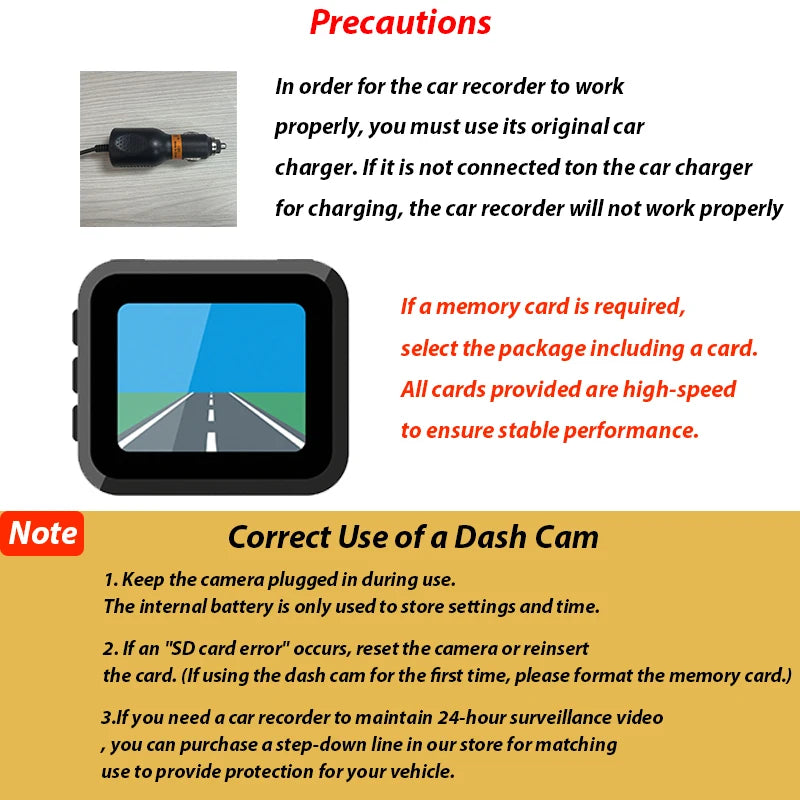 Pack dashcam 1080P IPS trois caméras câbles supports
