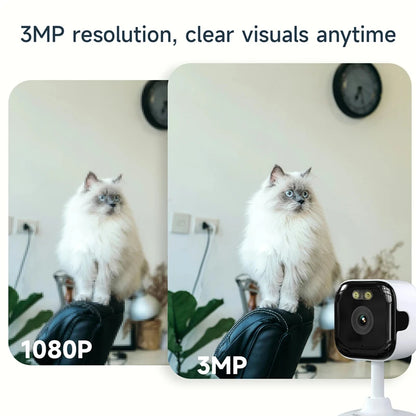 Caméra de fenêtre WiFi 6MP, 5GHz, pour la sécurité de la maison, Vision nocturne couleur, détection de mouvement, enregistrement 24/7, installation rapide