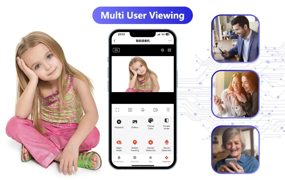 Caméra de sécurité intérieure ANSVICAM Tuya 6MP HD 5G WiFi avec zoom 6x, moniteur pour bébé, vision nocturne, détection automatique de mouvement, audio bidirectionnel