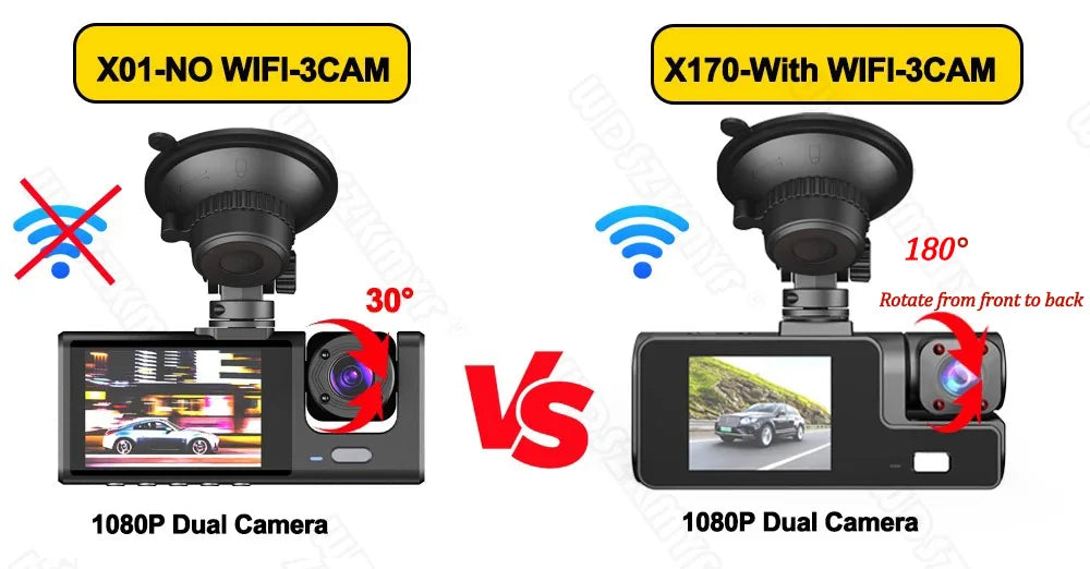 Dashcam 1080P WiFi - Vue Avant/Arrière