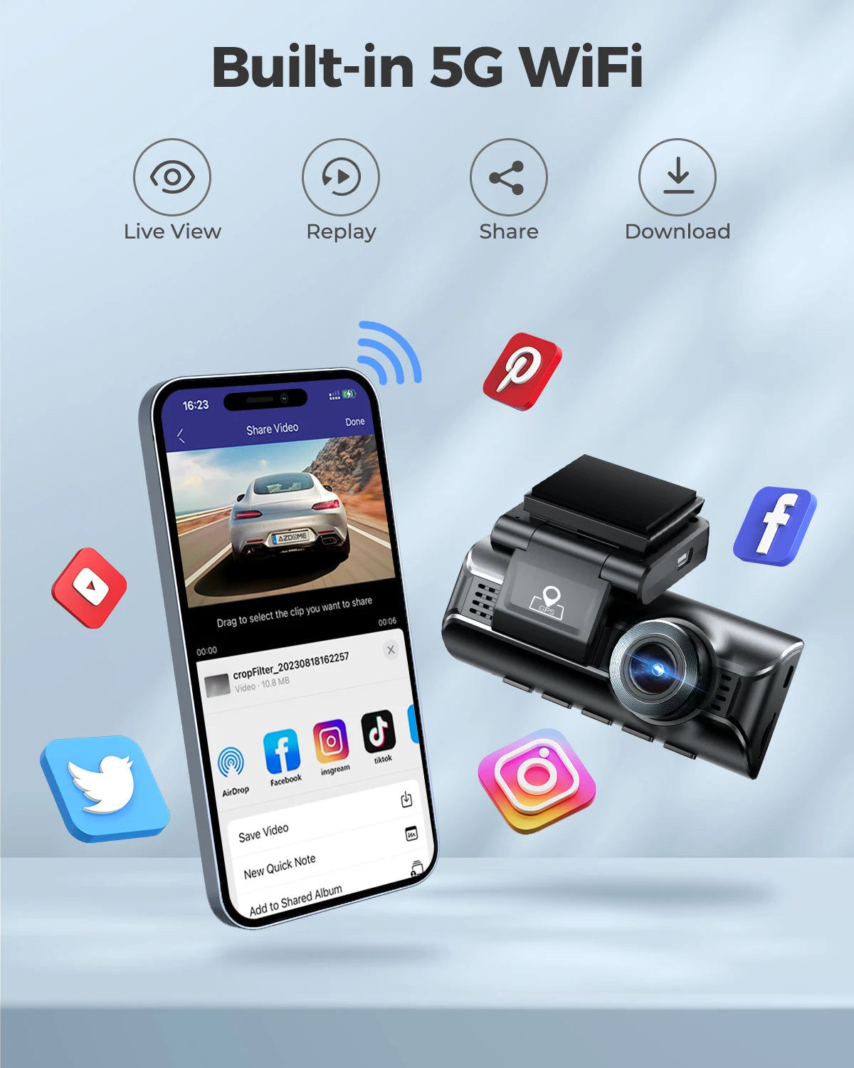 AZDOME M550 Pro écran IPS 3.19 pouces affichage haute qualité
