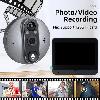 Caméra de sonnette LCD 4.3 pouces, caméra vidéo visuelle pour maison et extérieur, détecteur de porte numérique, WiFi 1080P 2.4G, sonnette électronique