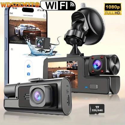 Dashcam 1080P WiFi double caméra avant 170 arrière 140 degrés
