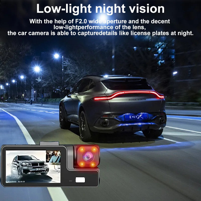 Mini dashcam 1080P installation compacte trois caméras discrètes
