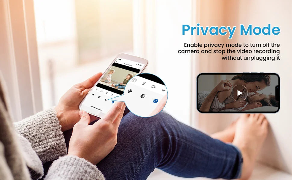 AMOROM 2K caméra intérieure 5/2.4G Wi-Fi maison Vision nocturne caméra de sécurité caméra rotative à 360 degrés AI détection de mouvement caméra IP