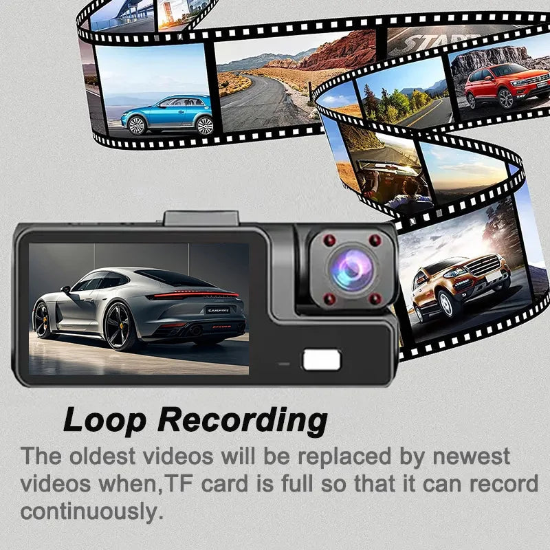 Pack mini dashcam 1080P trois caméras câbles supports
