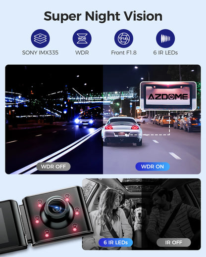 Infographie AZDOME M550 Max 4K GPS WiFi trois canaux ultra-wide
