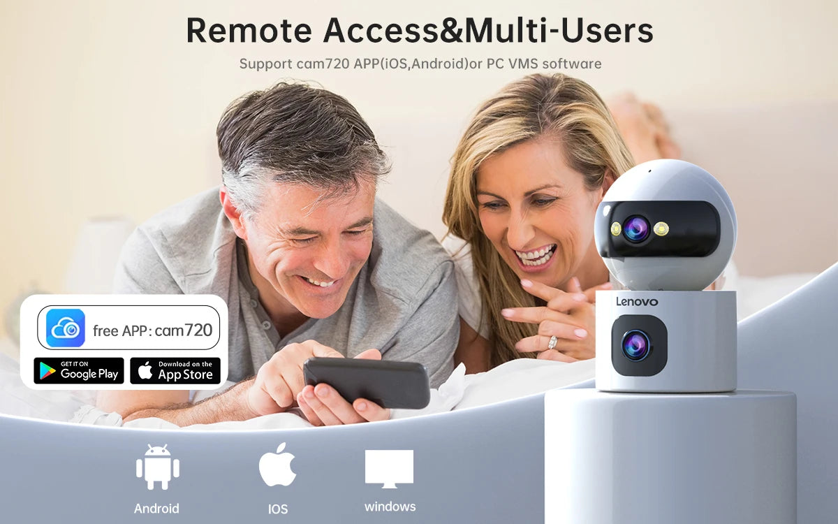 Lenovo-Caméra de surveillance IP sans fil, moniteur de sécurité pour bébé, suivi automatique, caméra de vidéosurveillance intelligente, WiFi 5G, 4K, objectif touriste, maison