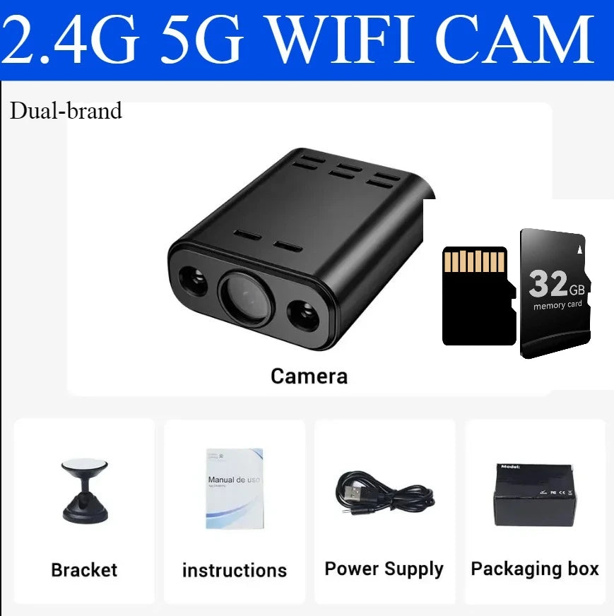 Mini caméra de sécurité intérieure 5MP, Vision nocturne, autonomie de la batterie 4H, alertes de détection de mouvement, stockage SD/Cloud, contrôle par application pour téléphone, caméra pour bébé