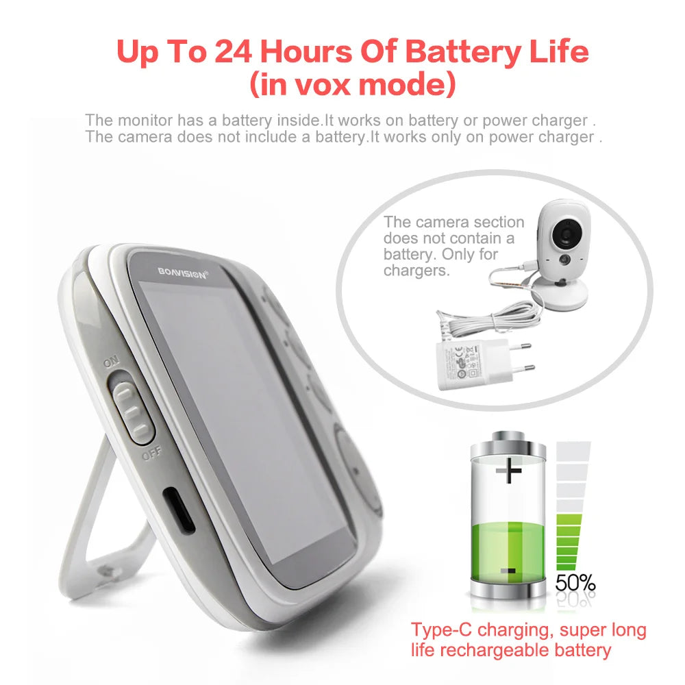 Moniteur Bébé 3.2" - Vision Nocturne Audio 2 Voies