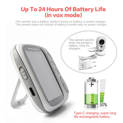 Moniteur Bébé 3.2" - Vision Nocturne Audio 2 Voies