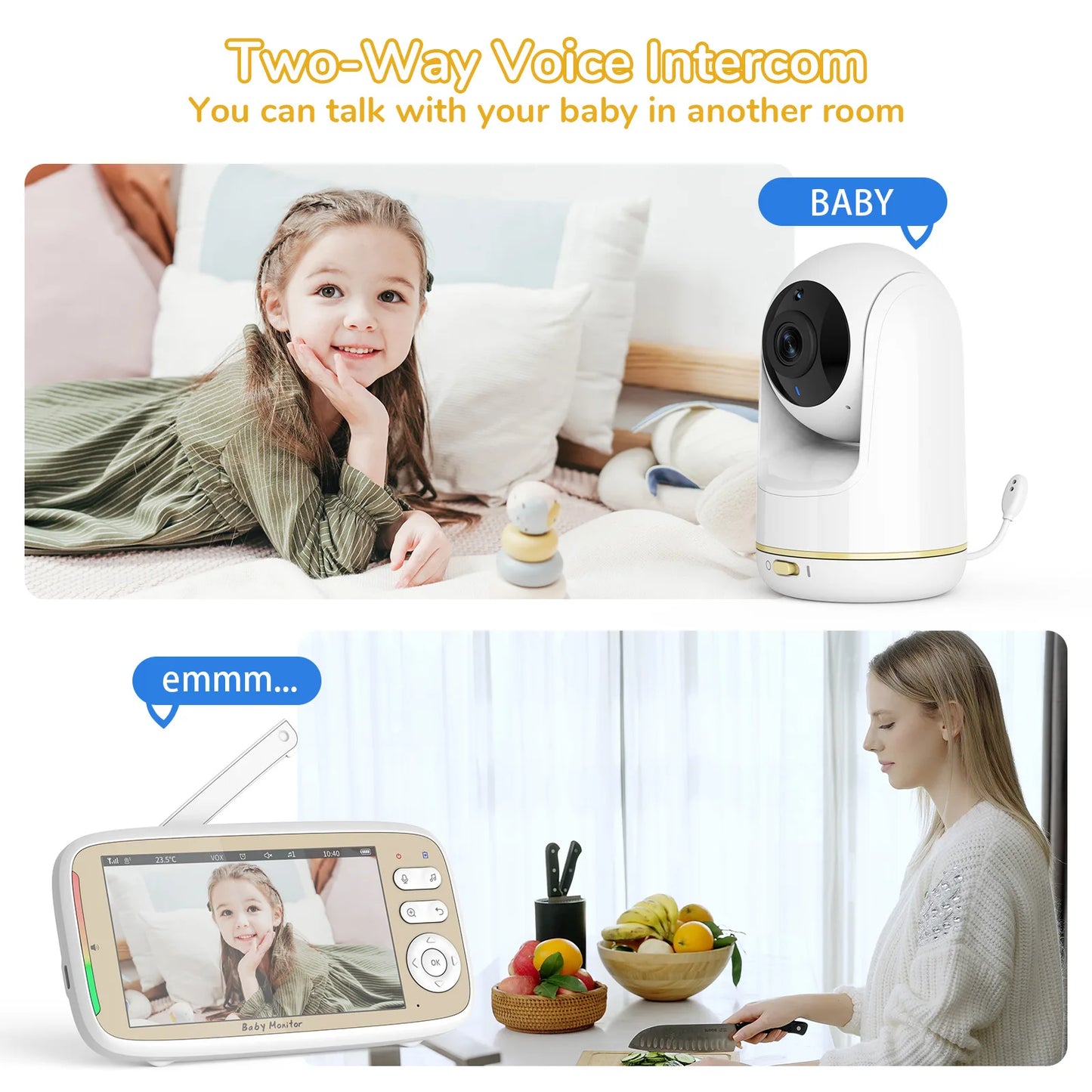 Moniteur Bébé 5" PTZ Zoom 3X WiFi - Double Contrôle App