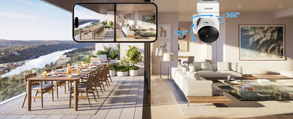 AMOROM 2K caméra intérieure 5/2.4G Wi-Fi maison Vision nocturne caméra de sécurité caméra rotative à 360 degrés AI détection de mouvement caméra IP