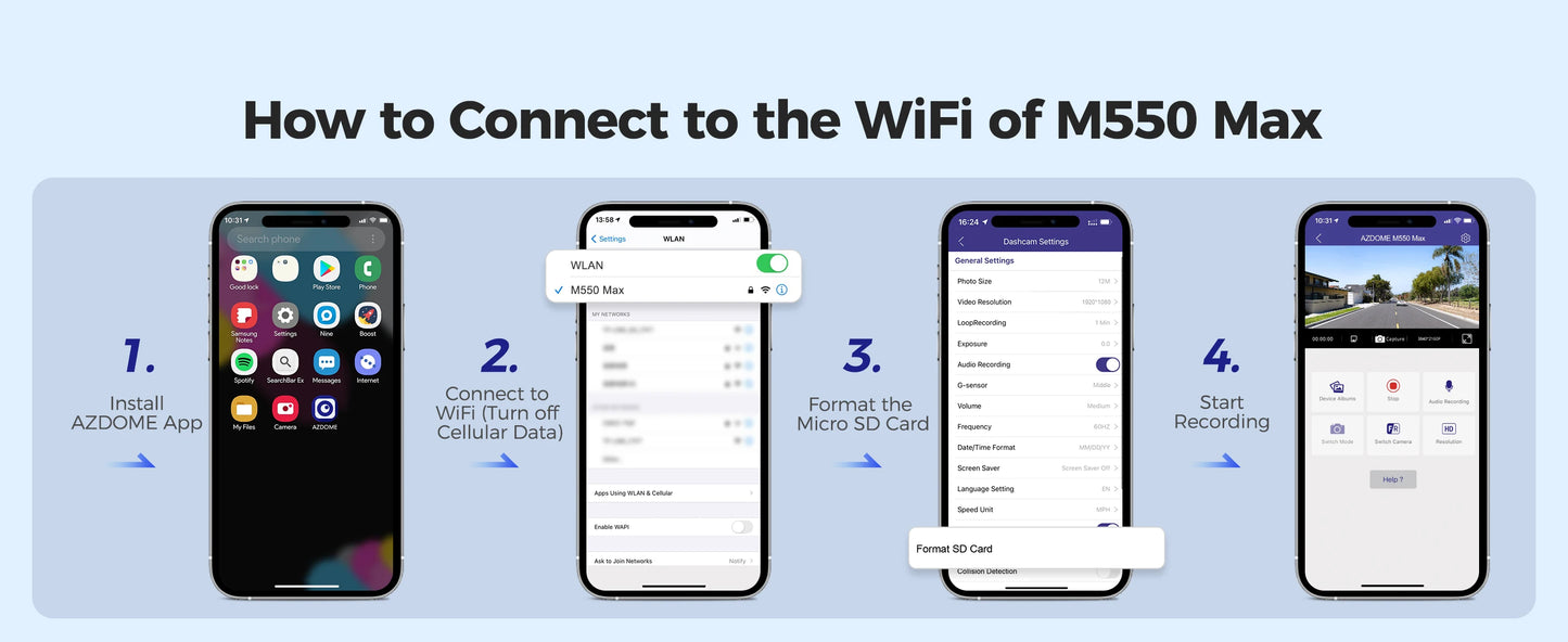 M550 Max Dashcam 4K - GPS WiFi 150°